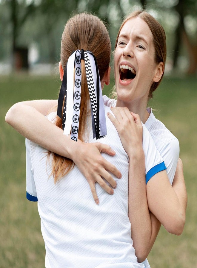 KCHIES Soccer Pony Ribbon Hair Streamer Elastics Ponytail Holder Bow Scrunchies Hair Ties Band Dress Decor Accessories for Cheerleader Girls Moms Player Women Fans Birthday Gift - Image 4